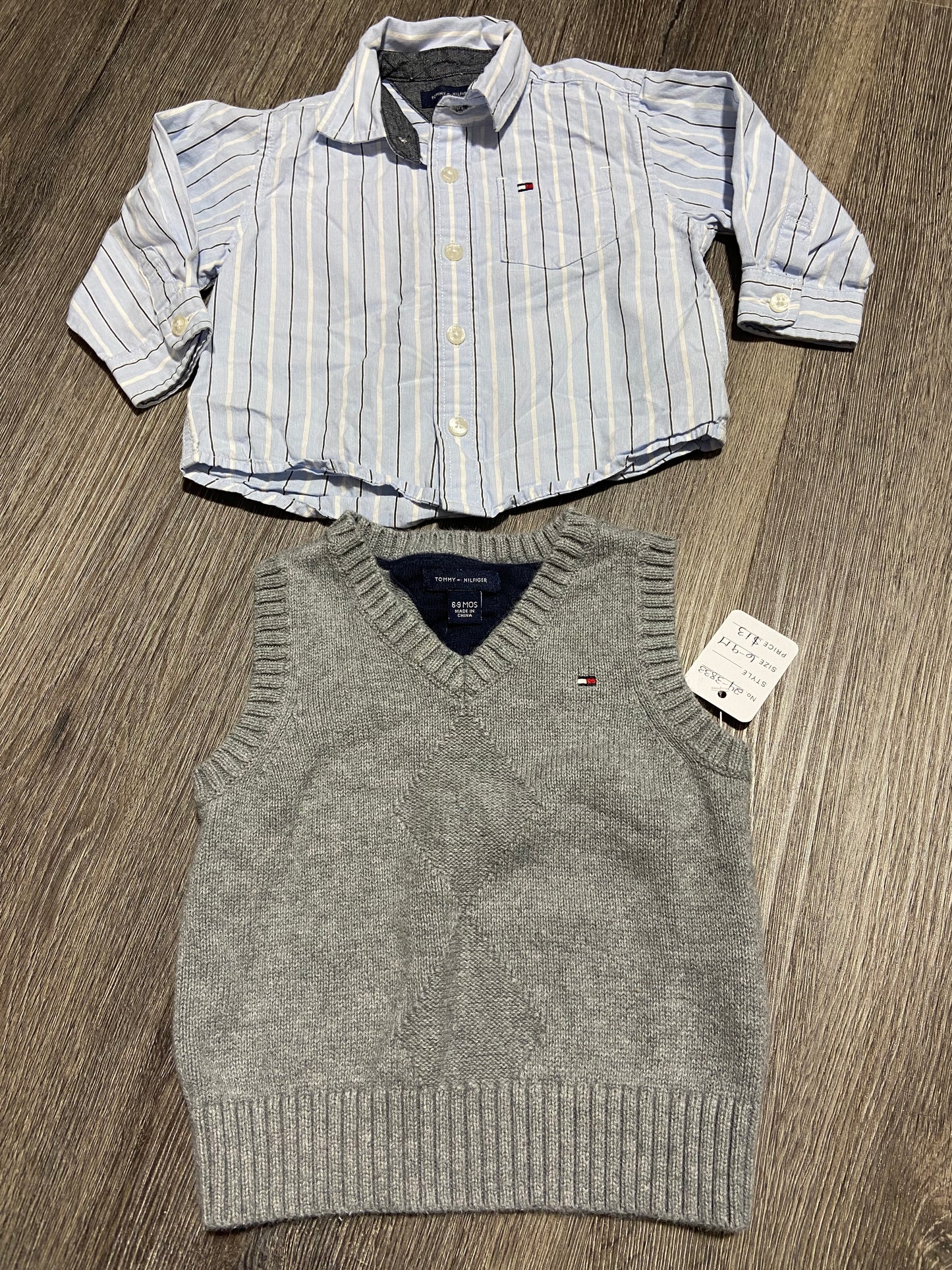 6-9 M “Tommy Hilfiger” Button Down and Vest