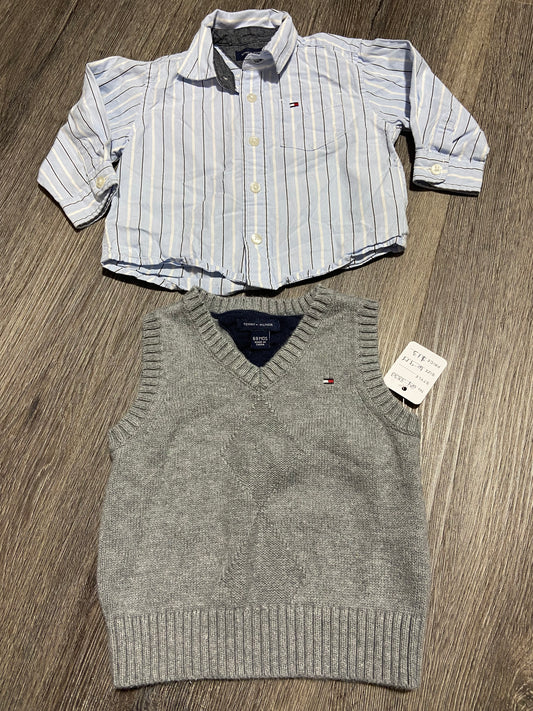 6-9 M “Tommy Hilfiger” Button Down and Vest