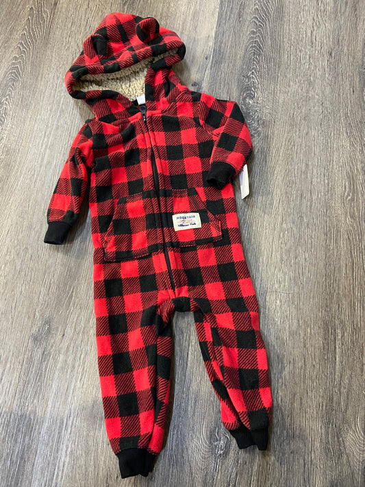 68 (6-12 M) Fleece Hooded Romper