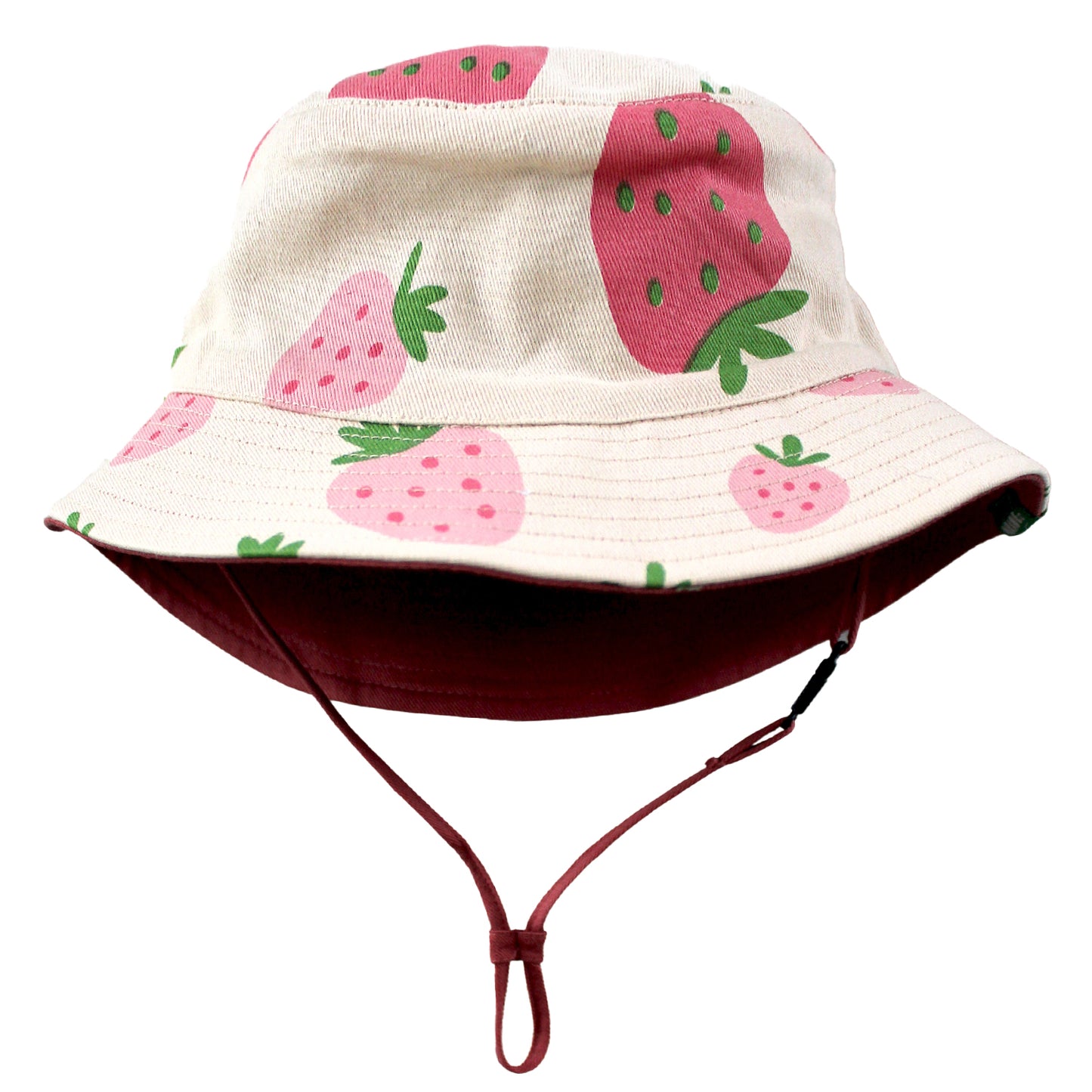 Reversible Organic Cotton Bucket Hat- Strawberries and Rose