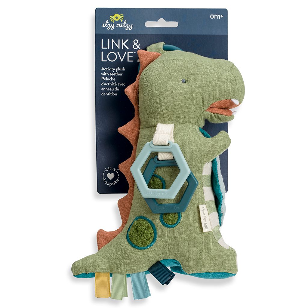 Bitzy Bespoke Link & Love Activity Plush with Teether Toy- DINO