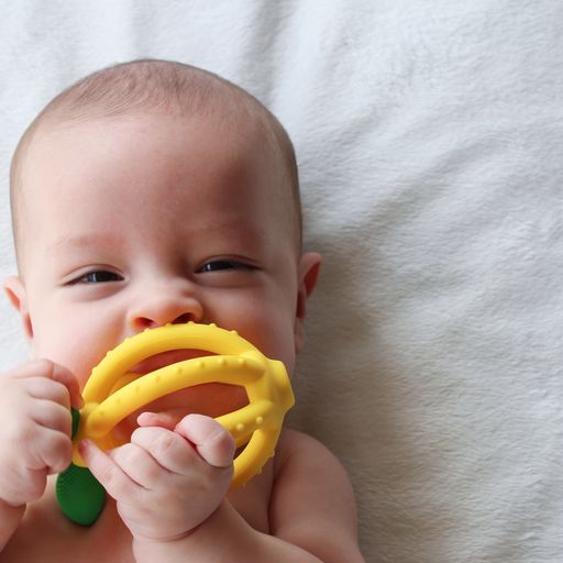 Bitzy Biter Teething Ball Baby Teether- Lemon