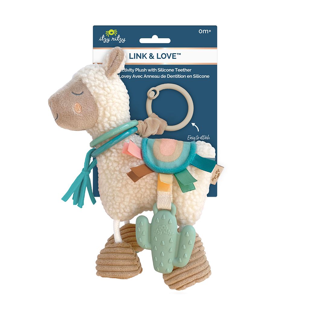 Itzy Friends Link & Love Activity Plush with Teether Toy- Llama