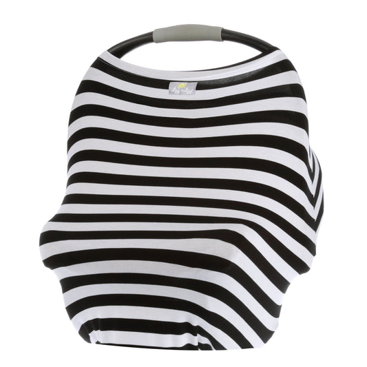 Mom Boss 4-in-1 Multi-Use Car Seat + Nursing Cover- Black and White Stripe