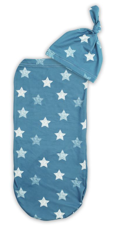 Cutie Cocoon + Hat Set- Blue Stars