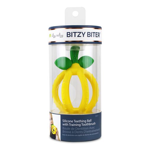 Bitzy Biter Teething Ball Baby Teether- Lemon