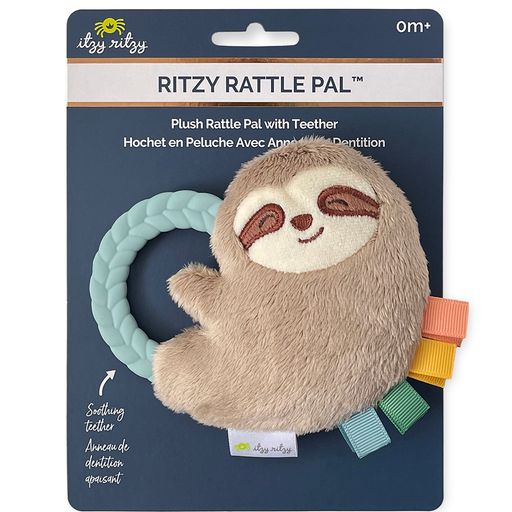 Ritzy Plush Rattle Pal with Teether- Sloth