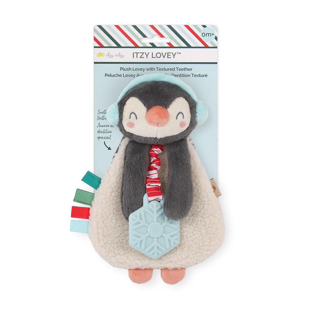 Holiday Penguin Itzy Lovey Plush + Teether Toy