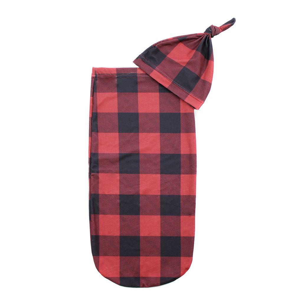 Cutie Cocoon + Hat Set- Buffalo Plaid