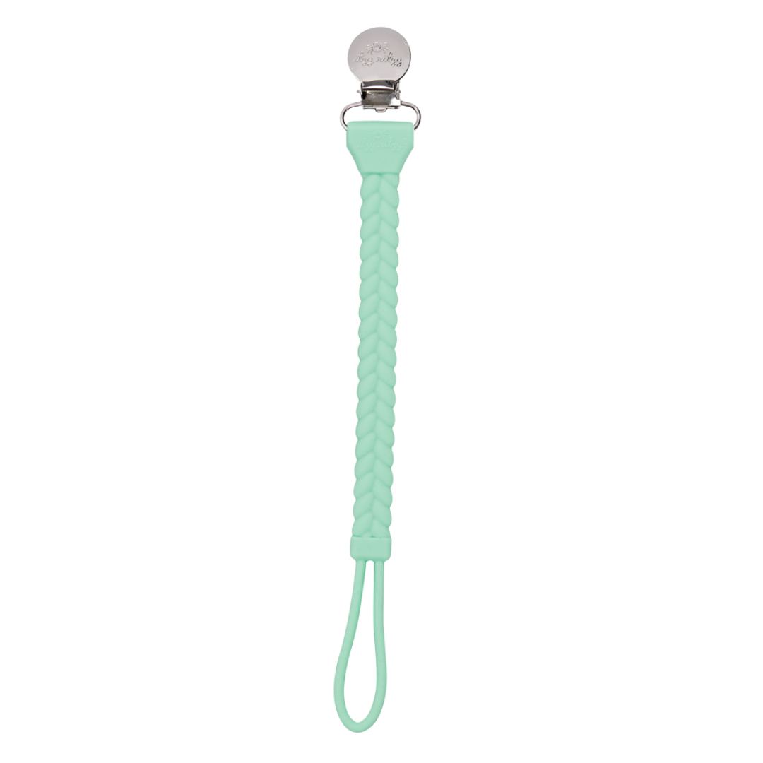 Sweetie Strap Silicone One- Piece Pacifier Clip- Mint Braid