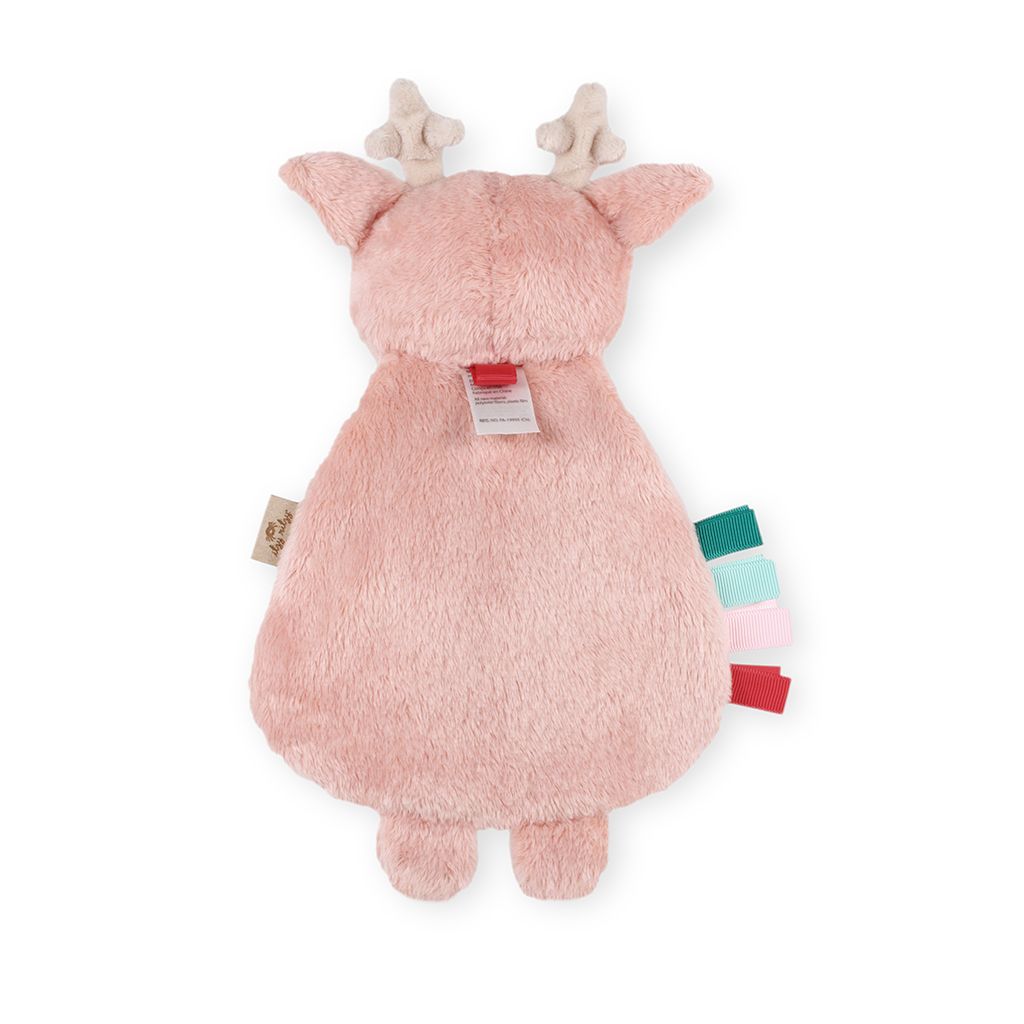 Holiday Pink Reindeer Itzy Lovey Plush + Teether Toy