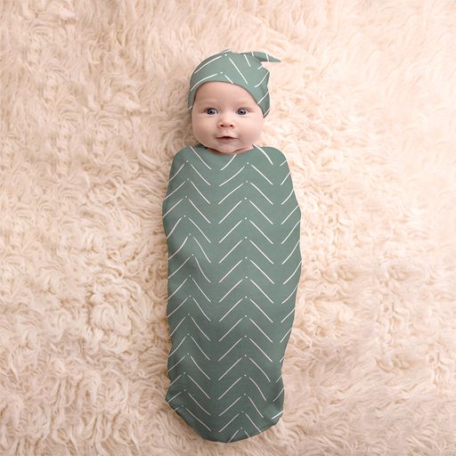 Cutie Cocoon Matching Cocoon & Hat Set- Sage Mudcloth